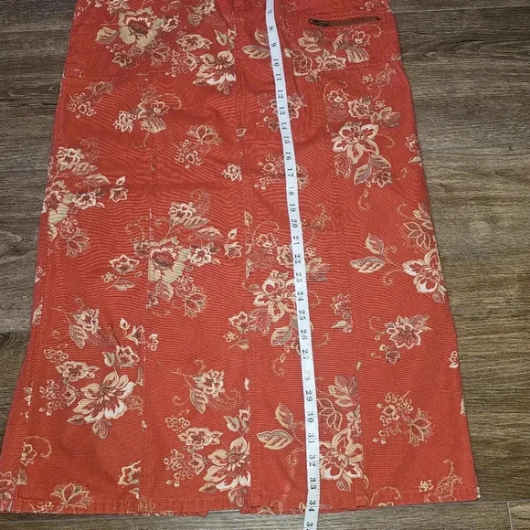 Eddie Bower Floral Skirt SZ 6 Red,Front/ Back Cargo Pockets,Peasant,Pairiecore - Picture 13 of 13